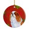 Caroline&#x27;s Treasures   SS4714-CO1 English Toy Spaniel Red and Green Snowflakes Holiday Christmas Ceramic Ornament, 3 in, multicolor